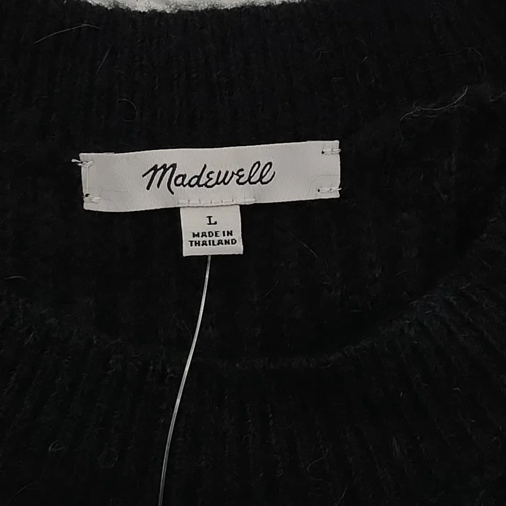 Madewell Alpaca Blend Sweater Women L Large True Black NEW Long Sleeve Crew Neck